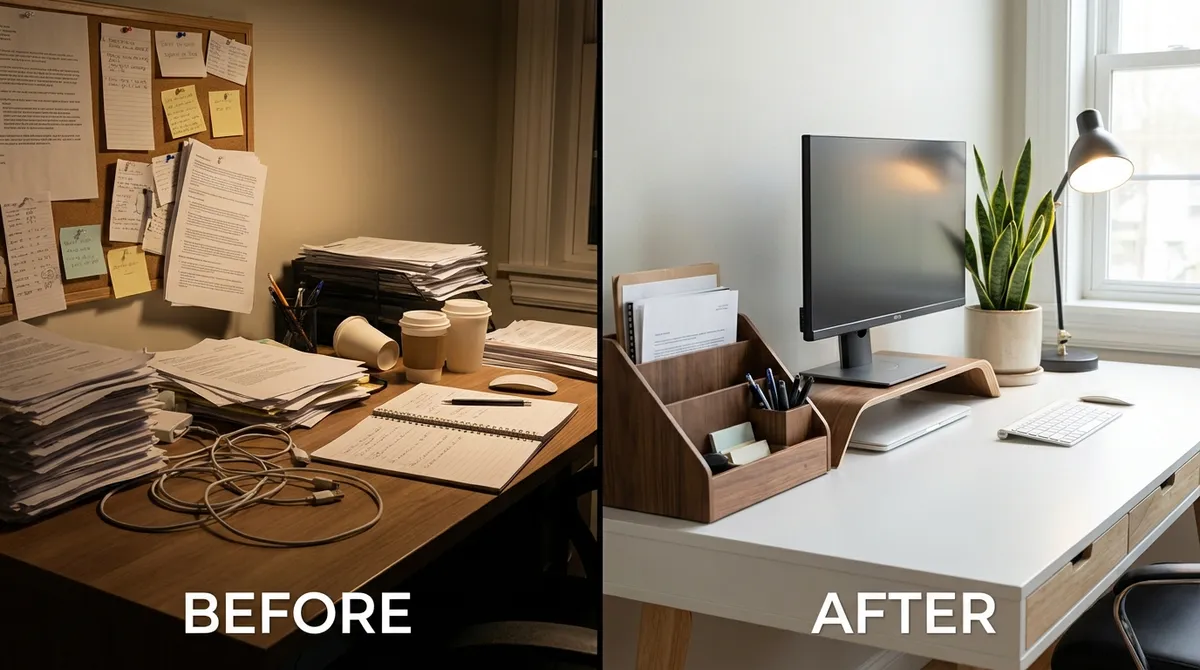 Organized home office after makeover